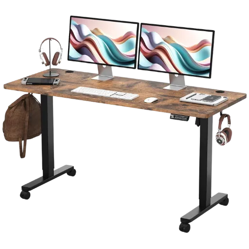 MONOMI STANDING DESK 55x24 inch electric height adjustable desk in rustic brown finish